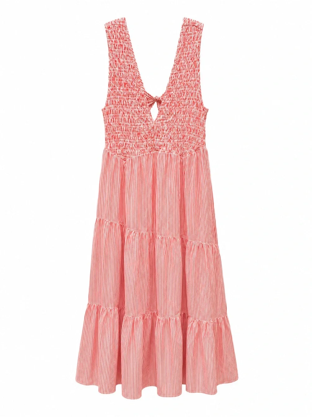 Free People Juno Maxi Dress Small Pink White Stripe Smocked Cotton Boho
